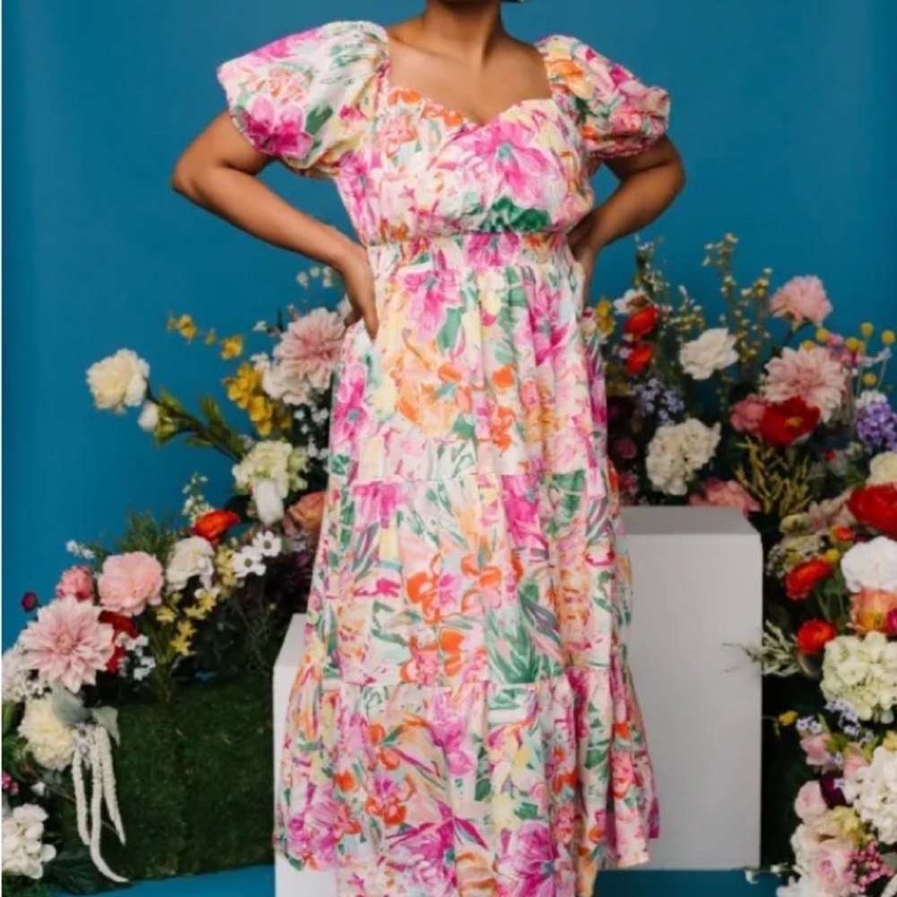 Floral Puff Sleeve Sun Dress